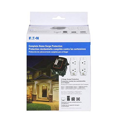 Eaton Chspt2Surbundle Whole House Protector And Two Surge Receptacles, Black And White #TOP1