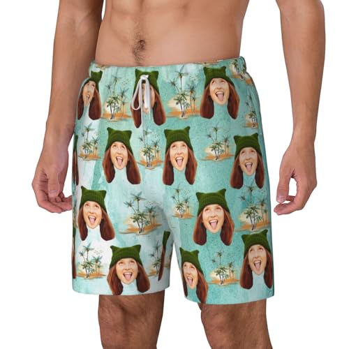 Custom Men Swim Trunks with Logo Photo Personalized Beach Shorts Swim Trunks with Faces on Them Custom for Present Vacation2