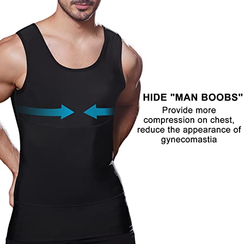 Lgtfy Mens Slimming Body Shaper Vest, Chest Abdomen Compression Tank Top, Tummy Control Undershirts - Change In Seconds Black #TOP1