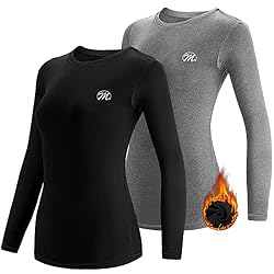 MEETWEE Maglia Termica Donna, Maglia a Manica Lunga Compression Maglietta Biancheria Intima Sport T-Shirt Baselayer da Corsa Ciclismo Fitness