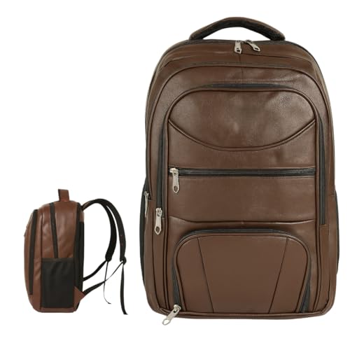 Mochila Executiva em Couro Sintético Impermeável, Preta, 40L, com Compartimentos Organizadores (Marom)
