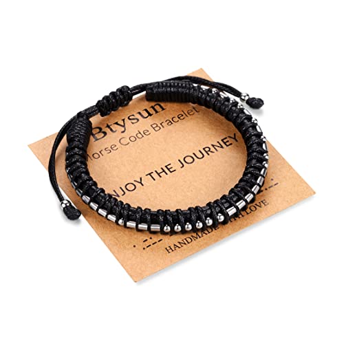 Image of Btysun Fathers Day Gift, Gifts for Men Morse Code Bracelets for Men 2026 Graduation Gifts Mens Bracelet for Him Boyfriend Husband Leather Bracelet Motivational Birthday Jewelry Stocking Stuffers