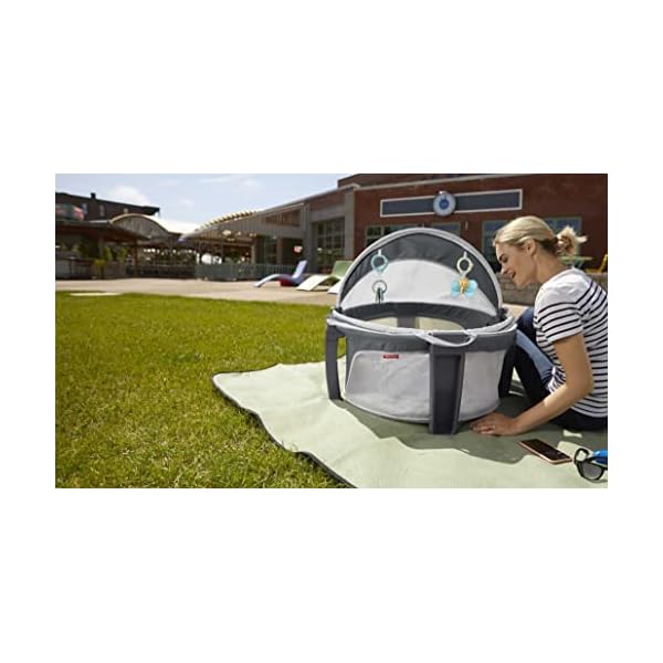 Fisher-Price On-The-Go Baby Dome Gray Hexagon, Travel Portable Play and Napping Space with Canopy and Toys - Image 6