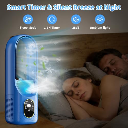 Mini Air Cooler - 3 in 1 Air Conditioner with Water Tank Touch Control - 3 Modes Portable Evaporative Air Cooler - AC Cooler Mist 6H Timer&6 Speeds - Quiet Small Swamp Cooler for R image 6
