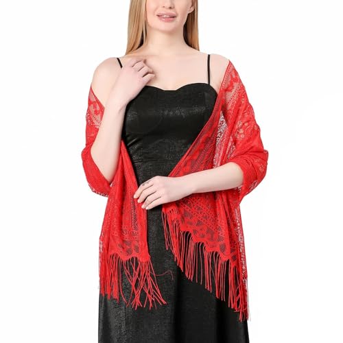 Women's Pashmina Gypsy Cape Fall Scarf Long Lace Fringe Scarves Lightweight Summer Breathable Fashion Soft3