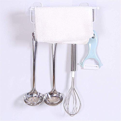 Corldif Creative Storage Shelf 2 Pack Kitchen Bathroom Hook Towel Rag Stand Nailless Design Easy to Install Black - Thumbnail 4