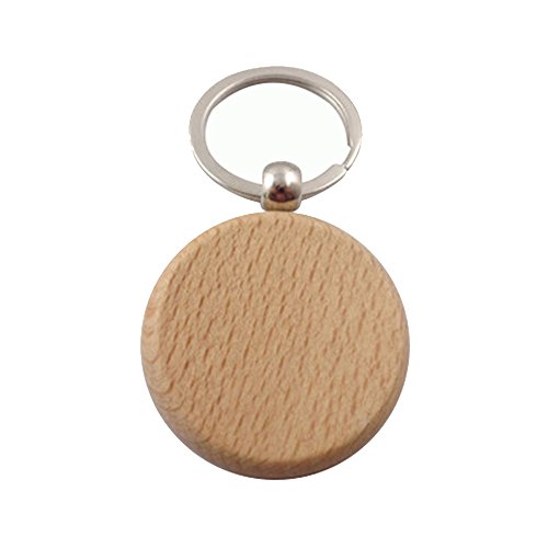 Preisvergleich Produktbild Mackur DIY Holz Schlüsselanhänger Holz Schlüsselring für Gravur Nachricht Informationen Schlüsselring Hängende Dekoration für Taschen Geldbeutel 1 Stück, holz, a, 4*4cm