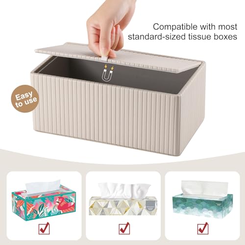 KINGFOM Tissue Box Cover, PU Leather Tissue Box Holder for Home, Office, Car – Rectangle Tissue Boxs for Desk or Vanity Decorative (Beige, Rectangle) - Cosy Home Interiors KINGFOM Tissue Box Cover, PU Leather Tissue Box Holder for Home, Office, Car – Rectangle Tissue Boxs for Desk or Vanity Decorative (Beige, Rectangle) - Image 8