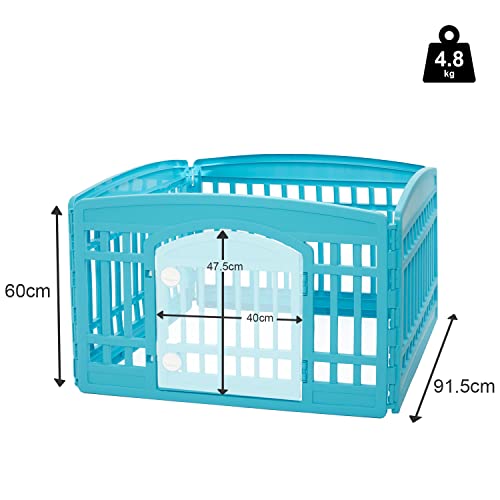 Iris Ohyama, Dog Playpen/Puppy Pen, Whelping Box, Door With Latch, Clips For Easy Assembly And Disassembly, Weather-Resistant, For Dog, Rabbits - Pet Circle Ci-604E, Aqua Blue #TOP4