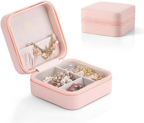 Vlando Travel Jewellery Box for Women Girl , Portable Jewelry Storage Case Faux Leather and Velvet for Necklace Rings Bracelets (Blue)
