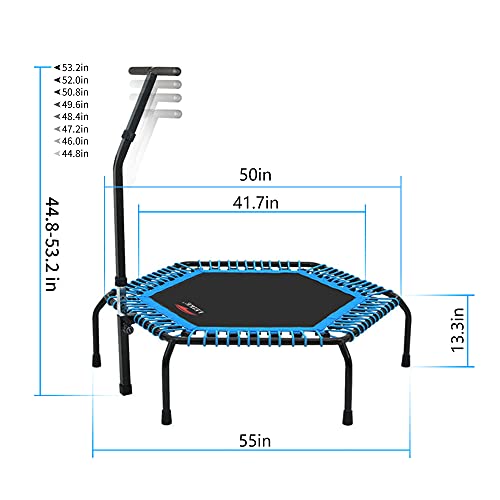 Leikefitness Professional Gym Workout 50" Fitness Trampoline Cardio Trainer Exercise Rebounder With Adjustable Handle Bar Max Load 330Lbs(5650Sh-Blue) (25.35, Pounds) #TOP1