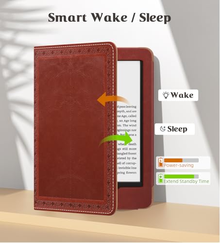 Image of MoKo Case for All-New 6 inch Kindle(11th Generation, 2024 /2022 Release) /(10th Gen,2019) /Kindle(8th Gen, 2016), Ultra Lightweight PU Shell Cover with Auto Wake /Sleep for Kindle 2024, Vintage Twill
