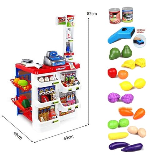Image of Plastic 42 Pcs Big Size Kitchen Playset for Kids | Musical & Light Kitchen Set Toy with Sound, Stove, Sink & Accessories | Pretend Play Home Super Market Toy for Boys & Girls (4+ Years)