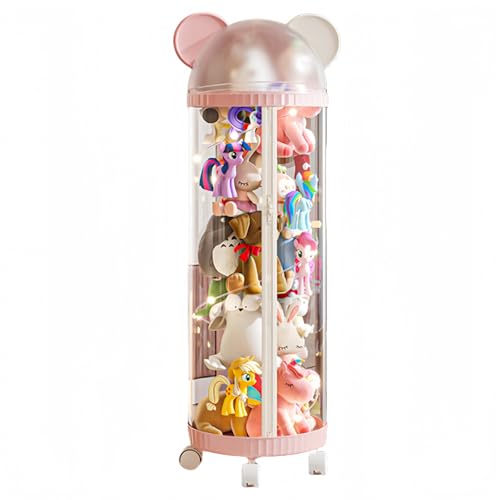 KazeSo ぬいぐるみ 収納 ジッパータイプ 透明な円柱 ぬいぐるみボックス ディスプレイボックス ディスプレイラック 抱き枕 おもちゃ 収納ボックス DIY人形ディスプレイボックス ぬいぐるみおもちゃ 円形収納バケツ ぬいぐるみ 人形収納バケツ 収納バ