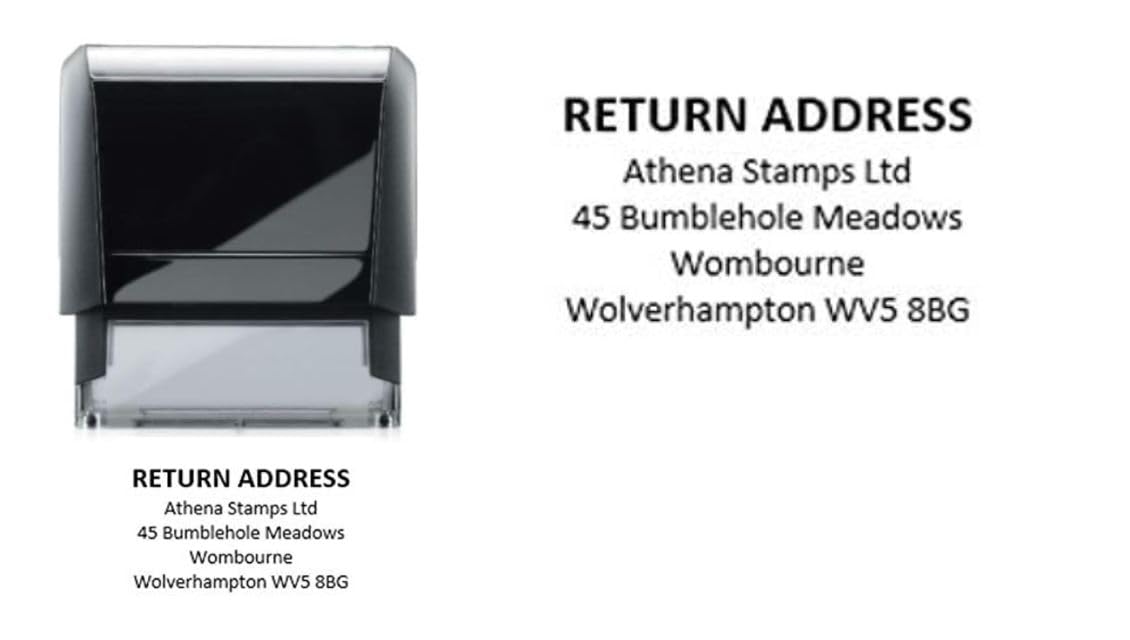 Personalised Return Address - Self Inking Stamp - Black Ink - 46 x 16 mm