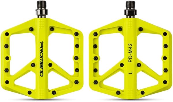 Bicycle Pedals MTB Nylon Non-Slip BMX Spinning Surface Enlarged Chrome Molybdenum Steel Bearing Axles (Yellow)