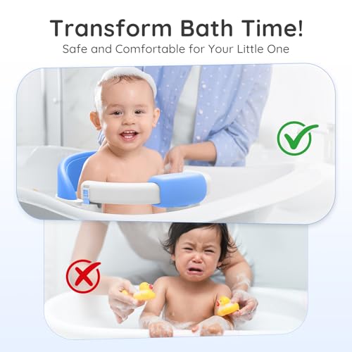 Image of Baby Bath Seat for Babies Sitting Up, Non-Slip Baby Bath Chair with Strong Suction Cups, Lockable Armrest & High Back 360 Safety Support, Ideal for Active Toddlers 6-24 Months, Gray