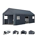 MFSTUDIO 13x24 Heavy Duty Carport, Outdoor Shades Portable Storage Shelter Garage with Rolled up Zipper Doors, Extra Large Car Canopy Tent with Roll-up Sidewalls for Boat Truck Party