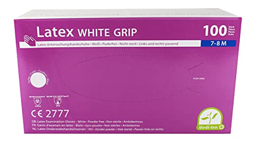 Gants jetables en latex Medi-Inn Grip sans poudre boîte de 100 pièces