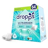 Dropps UltraWash Dishwasher Pods, Fresh Rain (64 Pods) - Biobased Power Deep Clean Dishwasher Detergent Tablets for Sparkling Shiny Dishes - No Rinse Aid or Pre-Wash Needed - Dishwashing Pods