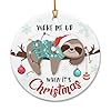 Wake Me Up Sloth Christmas Ornaments 2024 Double Sided Ceramic Sloth Ornaments for Christmas Tree Animal Christmas Ornament Holiday Decor Keepsake Sloth Gifts for Women Friends Bestie