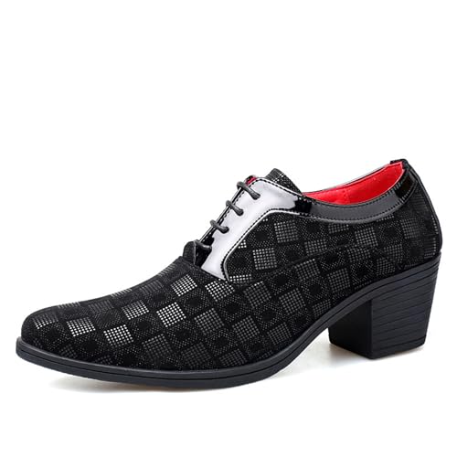 Men Fashion Dress Business Shoe Pointed Toe Floral Patent Leather Lace Up Oxford Black Red Blue