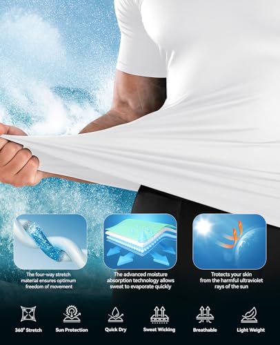 Niksa Men's Compression Shirts 1 or 4 Pack, Workout Gym Shirt Short Sleeve, Moisture Wicking Active Fit Base Layer T-Shirt - Image 3