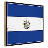 El Salvador Flagge | Holzschild | Vintage Deko | Wandkunst | 40 cm x 30 cm
