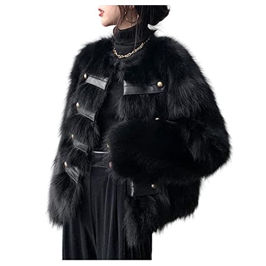 Mode Tjock varm fuskpäls Rävkappa Kvinnor Elegant Lyxig ung brittisk pälsjacka Kvalitet Mjuk plysch Solid överrock - svart,XL