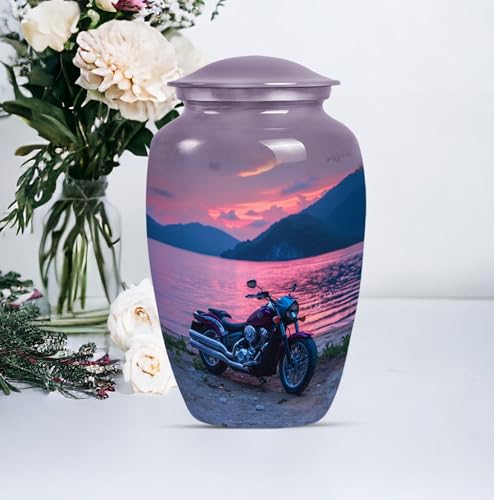 Image of Personalized Bike - Burial Urns - Human Remains Urn - 10 Inch - Large with Velvet Bag - Large Funeral Urn - Decorative Urns for Ashes - Cremation Urn for Ashes - Memorial Urns for Mom & Dad
