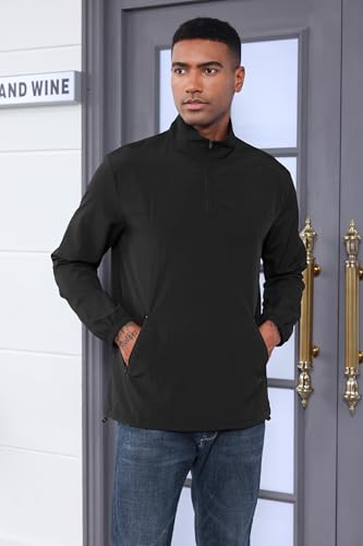 MorwenVeo Men's Casual Quarter Zip Pullover Lightweight Golf Track Jacket Stylish Windbreaker For Outdoors & Travel3