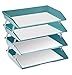 Acrimet Facility 4 Tier Letter Tray, Side Load, Letter Size/A4, Desktop File Organizer, Plastic (Solid Green)
