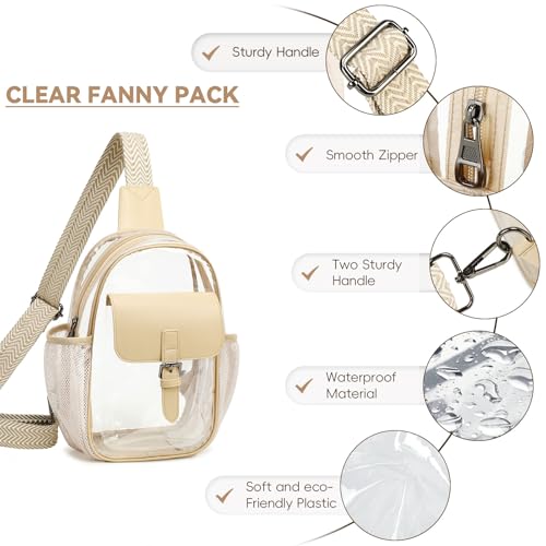 Image of Clear Bag for Stadium Events, Clear Crossbody Bag Purses for Women Crossbody Concert Sports with Side Mesh Pocket