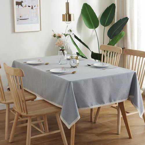 Nappe en lin lavable bleu pierre 90x90cm pour protéger votre table basse - 2