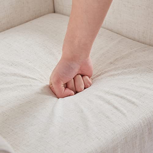 Huimo Accent Chair, Upholstered Button Tufted Armchair, Linen Fabric Sofa Chairs For Living Room, Bedroom, Mid-Century Modern Reading Comfy Chair Beige #TOP5