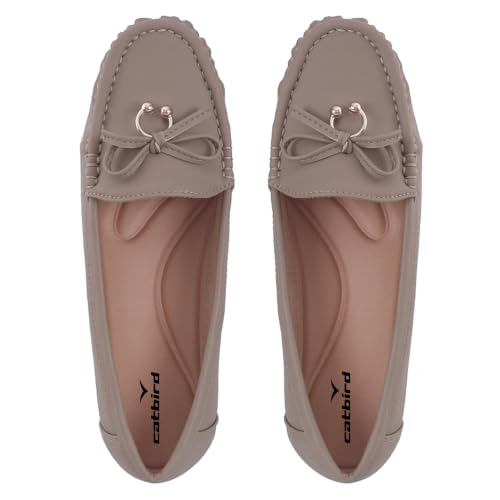 Image of CatBird Women's Flat Shoes for Casual & Office Wear, Bow Detail Slip-On Loafers