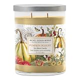 Michel Design Works Pumpkin Delight Scented Candle, 14 oz Soy Blend Dual Wick Candle, Glass Jar with Lid, 75 Hour Burn Time, Pumpkin Spice Fall Home Fragrance Gift