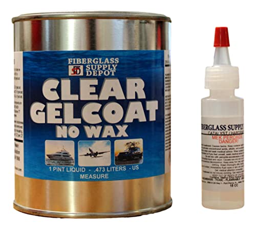 Fiberglass Supply Depot Inc. Clear UV Gelcoat No Wax Pint with 15cc Hardener (MEKP)