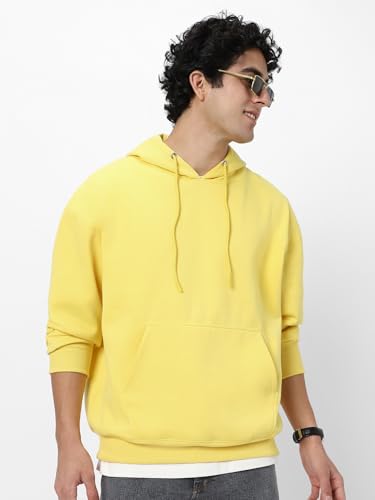 Image of Urbano Fashion Men's Cotton Solid Oversized Hooded Neck Sweatshirt
