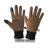 LSYTQRW Handschuhe Touchscreen Winterhandschuhe Handschuhe Herren Damen Wasserabweisend Winddicht Warm für Laufen Radfahren Reiten Wandern Handschuhe Braun