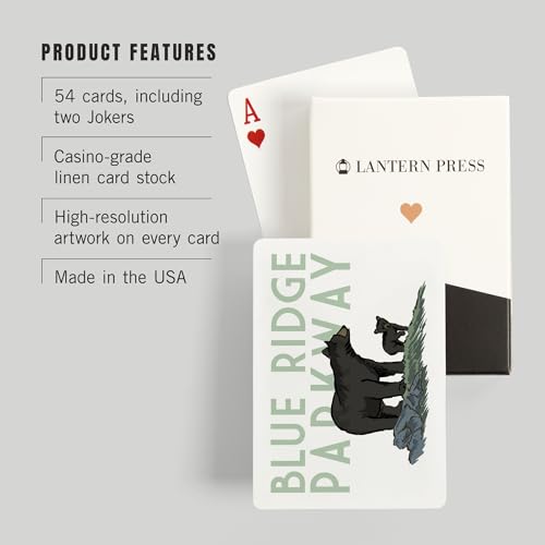 Lantern Press Blue Ridge Parkway, Black Bear and Cub, 52 cartas póker miniatura 3
