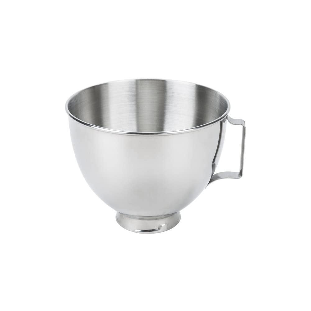 Cuenco mezclador de pie para Kitchenaid de 4.5 cuartos de galón, cuenco de acero inoxidable para batidora artesanal de 5 cuartos de galón, plateado (4.5 cuartos de galón)