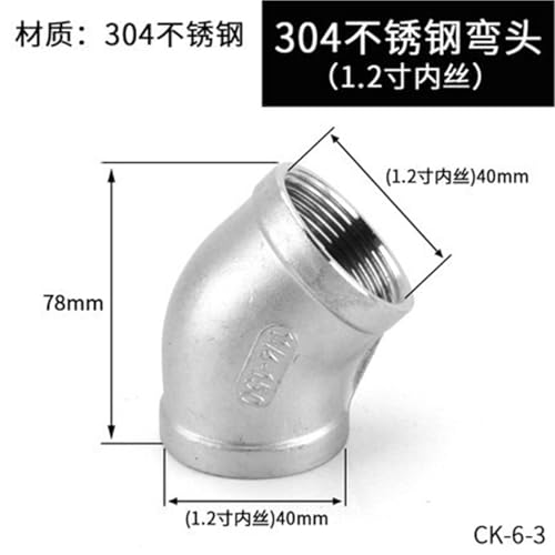 Coude 45 degrés inox 304 raccord plomberie F 31mm double filetage