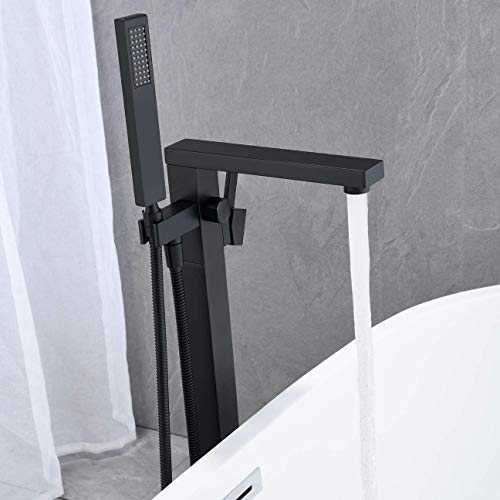 Robinet de baignoire autoportant noir mat en laiton avec douchette luxe