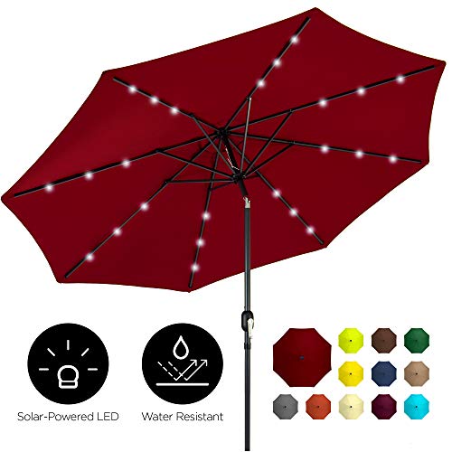 Best Choice Products 10ft Solar LED Lighted Patio Umbrella w/Tilt Adjustment, Fade-Resistant Fabric