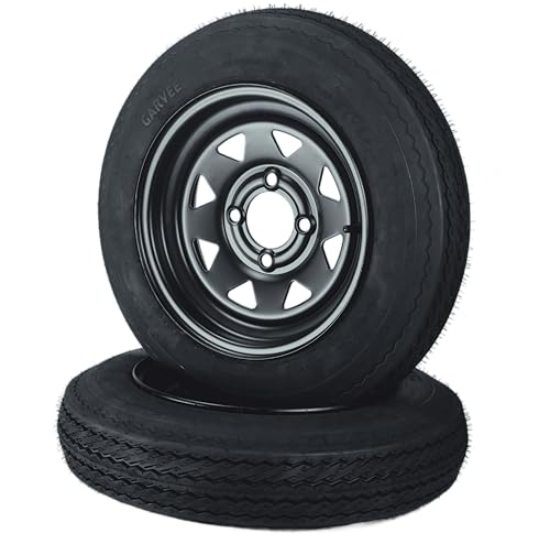 2-Pack Trailer Tire On Rim 4.80-12 480-12 4.80x12 Trailer Tires and 4 Lug on 4