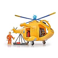 Simba 109251002 Fireman Sam Helicopter Wallaby II with Tom Thomas Figure / with Light and Rotating Rotor / with Cable Winch / 6 Seats / with Original Sound / 34 cm