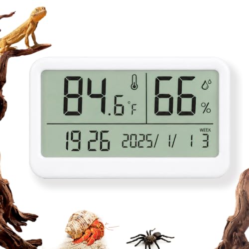 Image of Magnetic Reptile Thermometer and Humidity Gauge for Bearded Dragon Accessories, Reptile Tank Accessories for Jumping Spider, Leopard Gecko, Hermit Crab, Gecko, Ball Python, Lizard