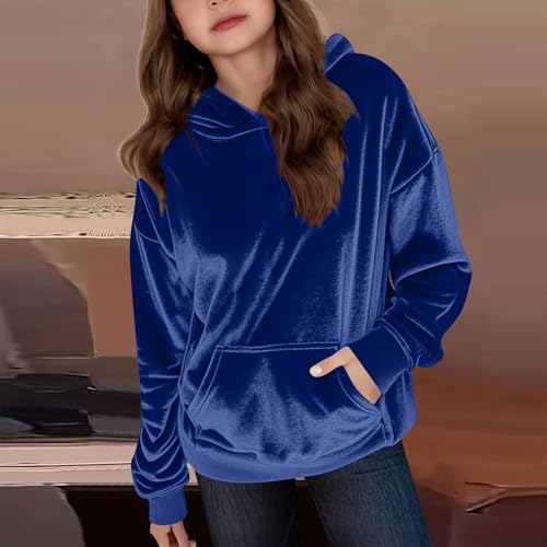 2025 Girl Velvet Hoodies with Front Pocket Long Sleeve High Elastic Sweatshirt Dropped Shoulder Soft Velour Pullover2