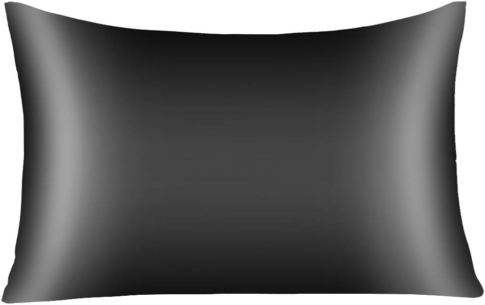 100% Pure Natural Mulberry Silk Pillowcase for Hair and Skin-Hidden Zipper Included-Standard20''x26''Black